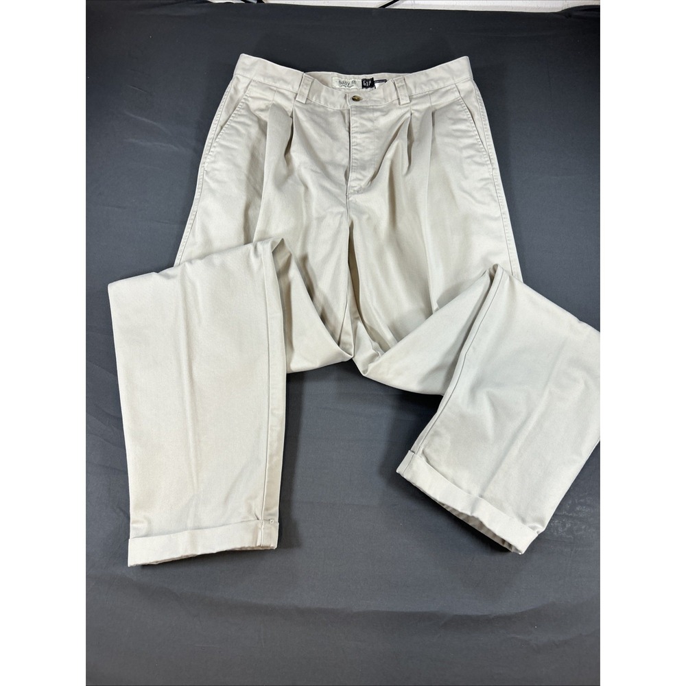 Vintage Gap Pleated Pants Mens 34/36 Beige Twill Easy Fit Preppy Boat 90s